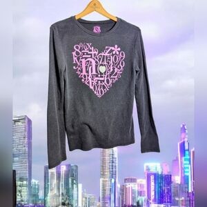 FRZ Black and Pink sz XL Long Sleeve Tee with Math Heart Design